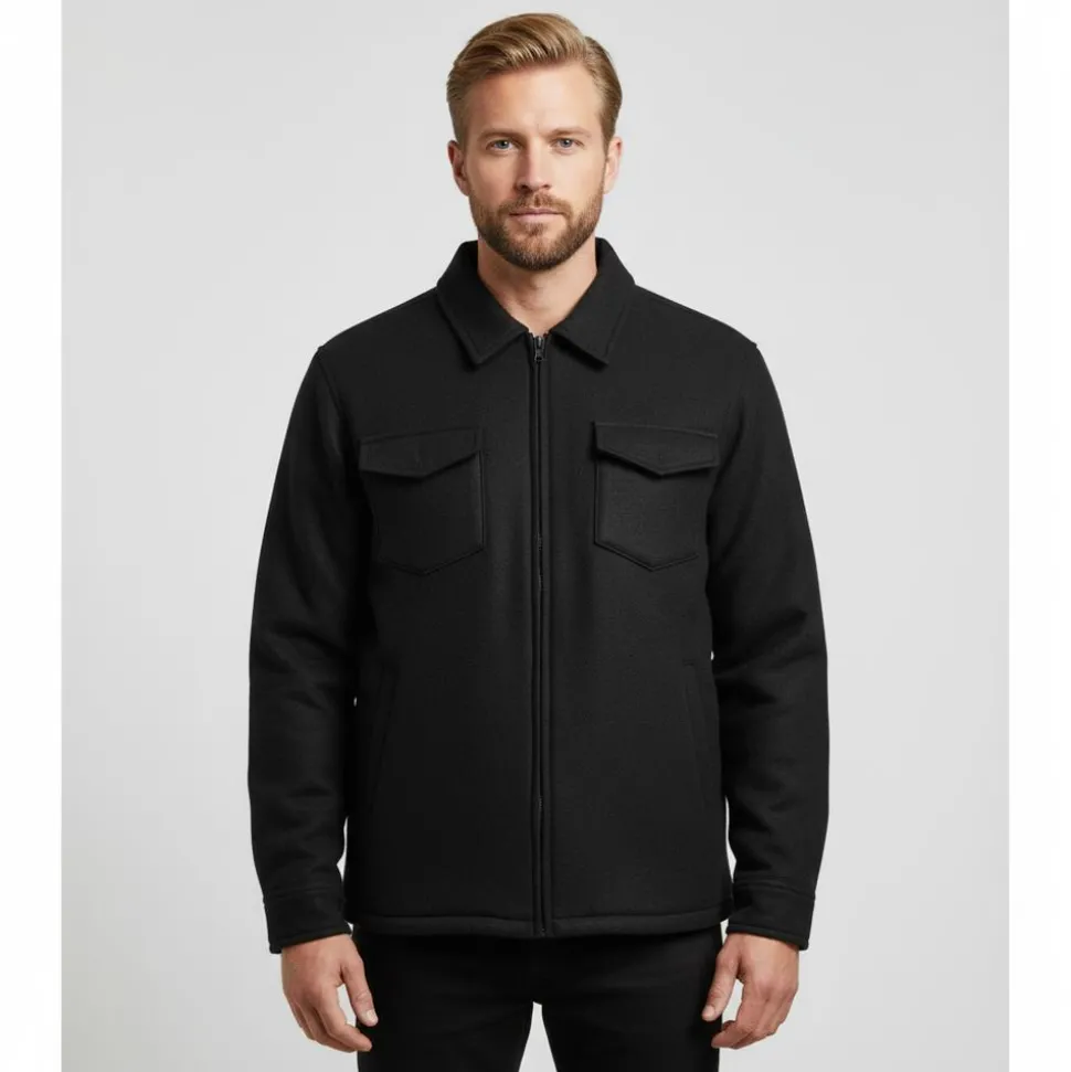 Anyway Herre Overshirt m. for - Black