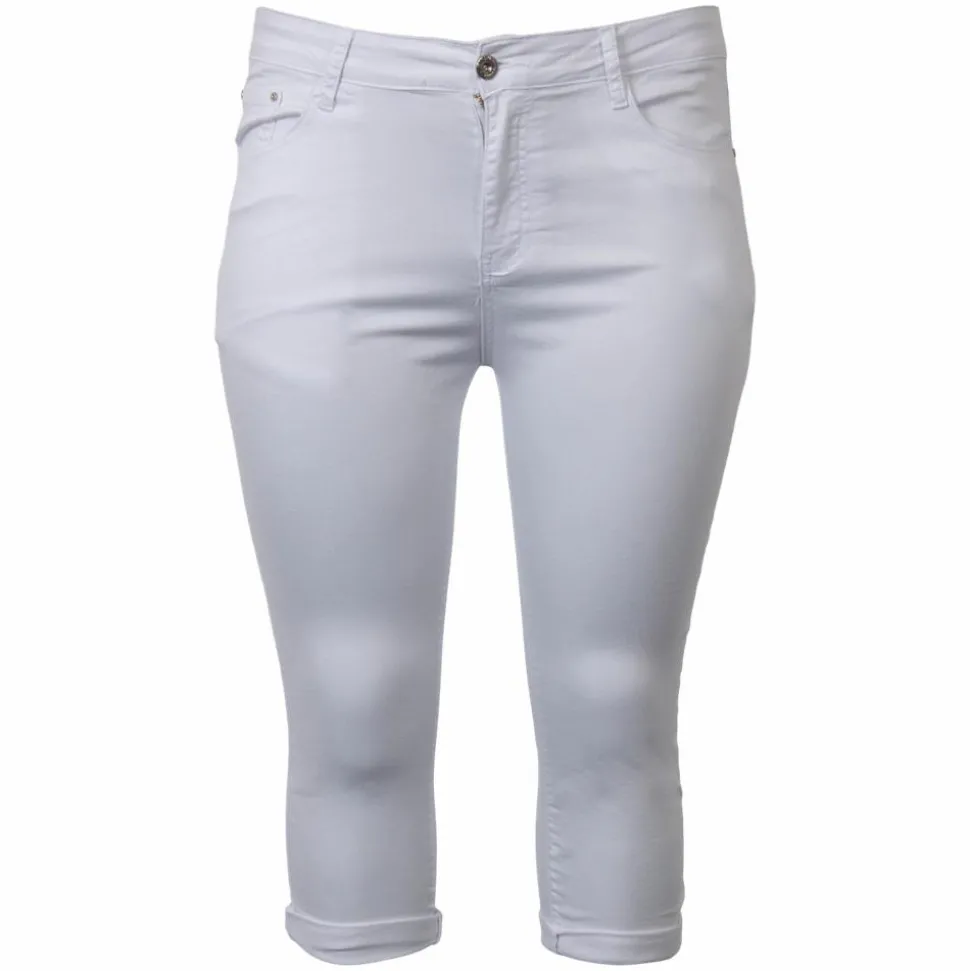BS Jeans Dame Capri Plus Size - White