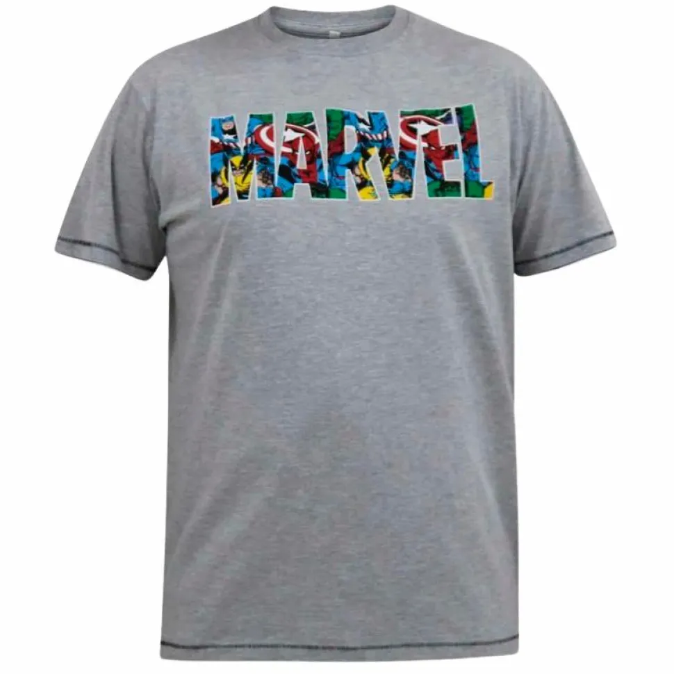 D555 Comic Marvel Herre T-shirt Plus Size - Grey Marl