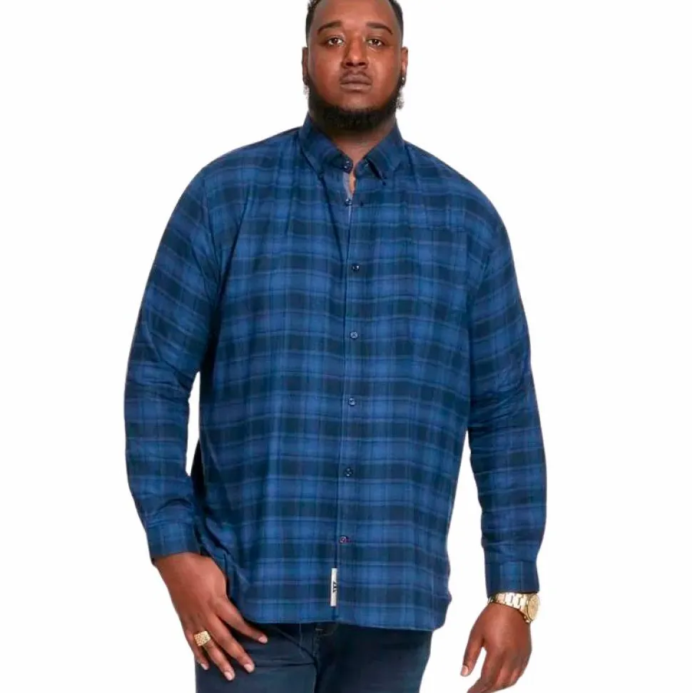 D555 Herre Skjorte Plus Size - Blue Check