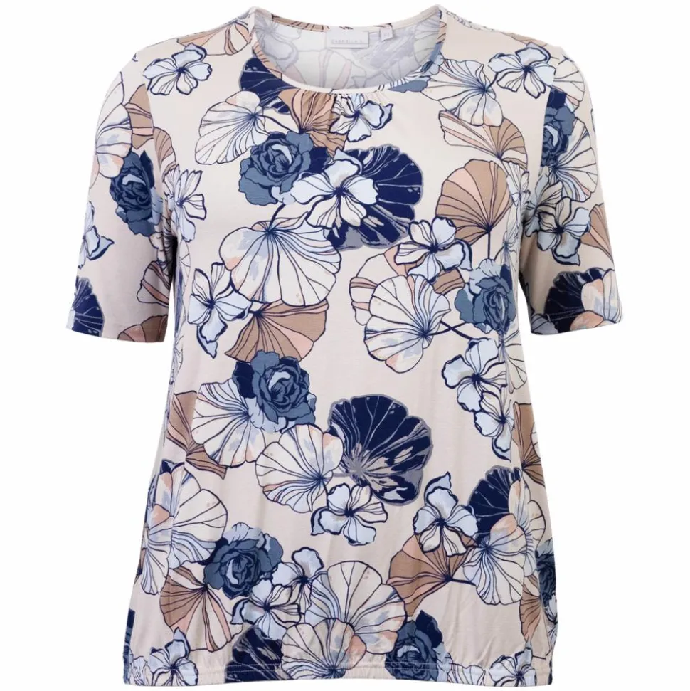 Gabriella K. Dame Bluse - Beige/Navy Comb