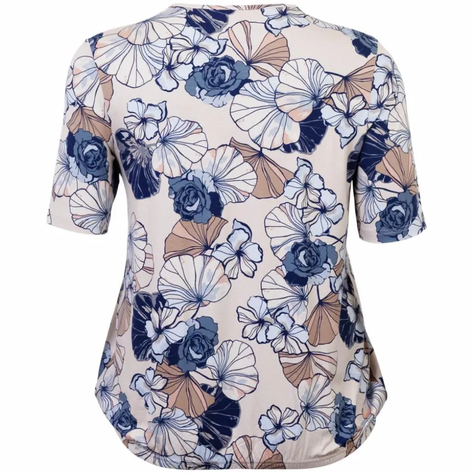 Gabriella K. Dame Bluse - Beige/Navy Comb