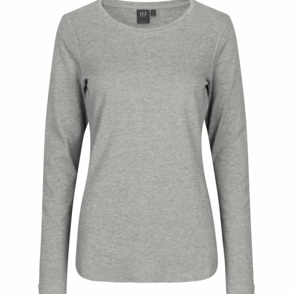 ID Interlock Dame Langærmet t-shirt - Grå Melange