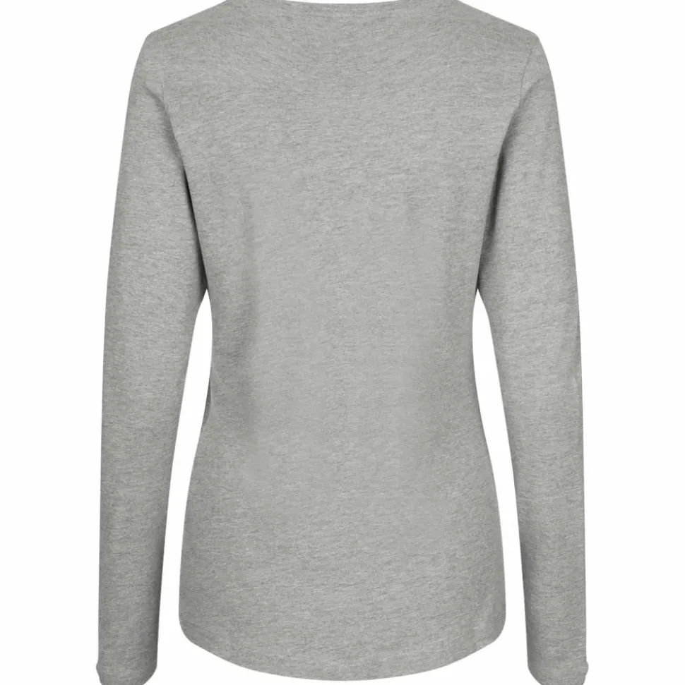 ID Interlock Dame Langærmet t-shirt - Grå Melange