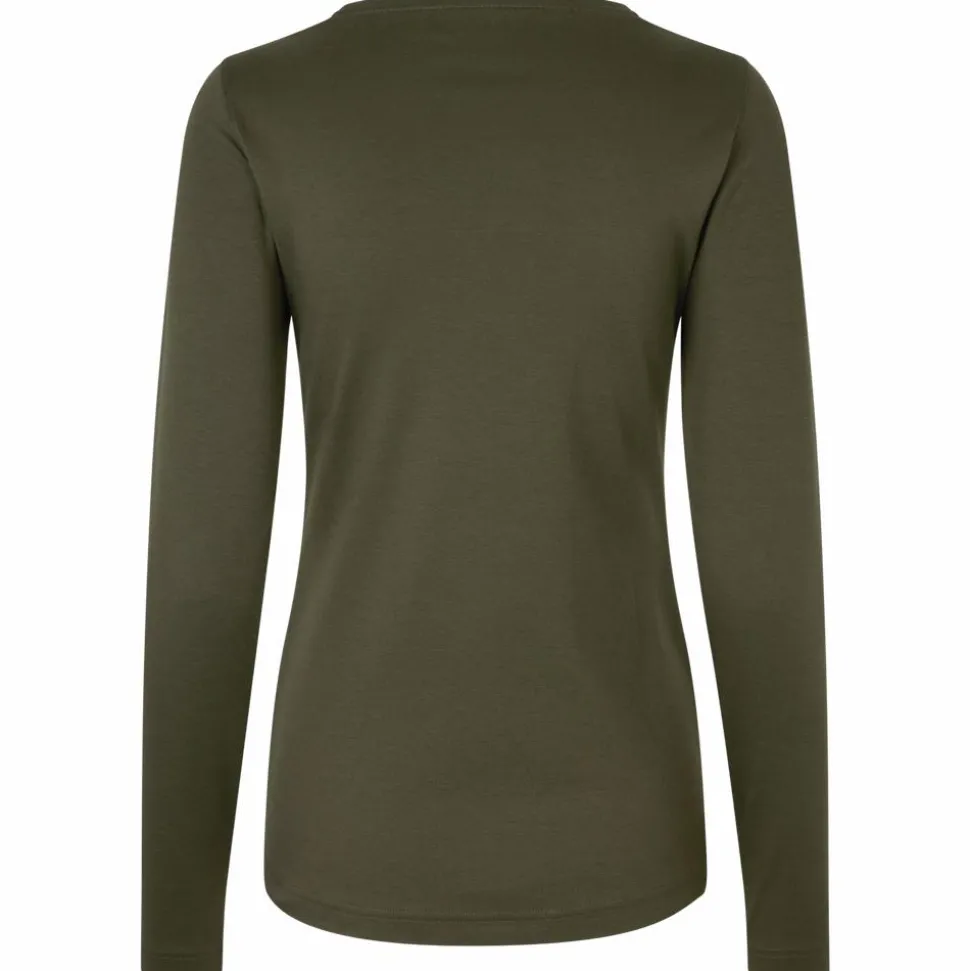 ID Interlock Dame Langærmet t-shirt - Oliven