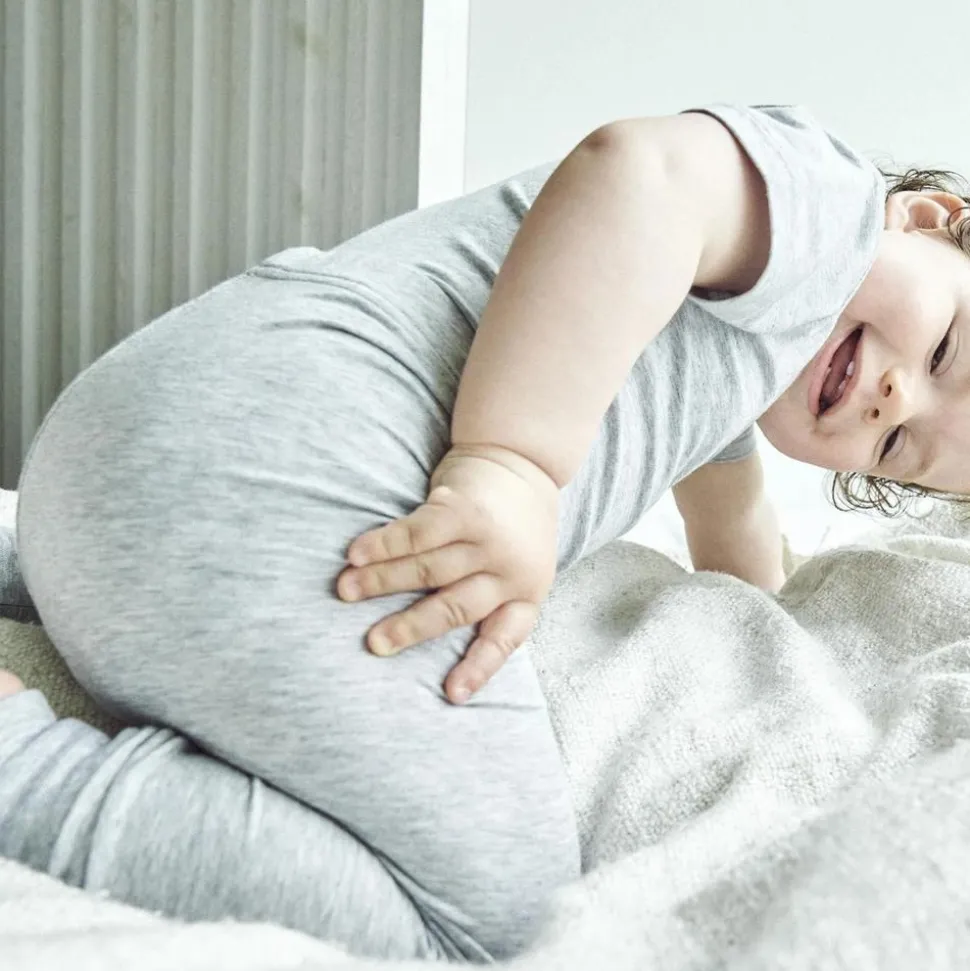 JBS of Denmark Baby Body i bambus - Lys grå melange