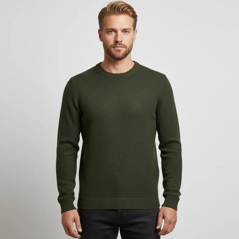 Marcus Langdon Herre Striktrøje - Olive Green Mix