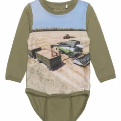 Minymo Mejetærsker Baby Body i økologisk bomuld - Deep Lichen Green