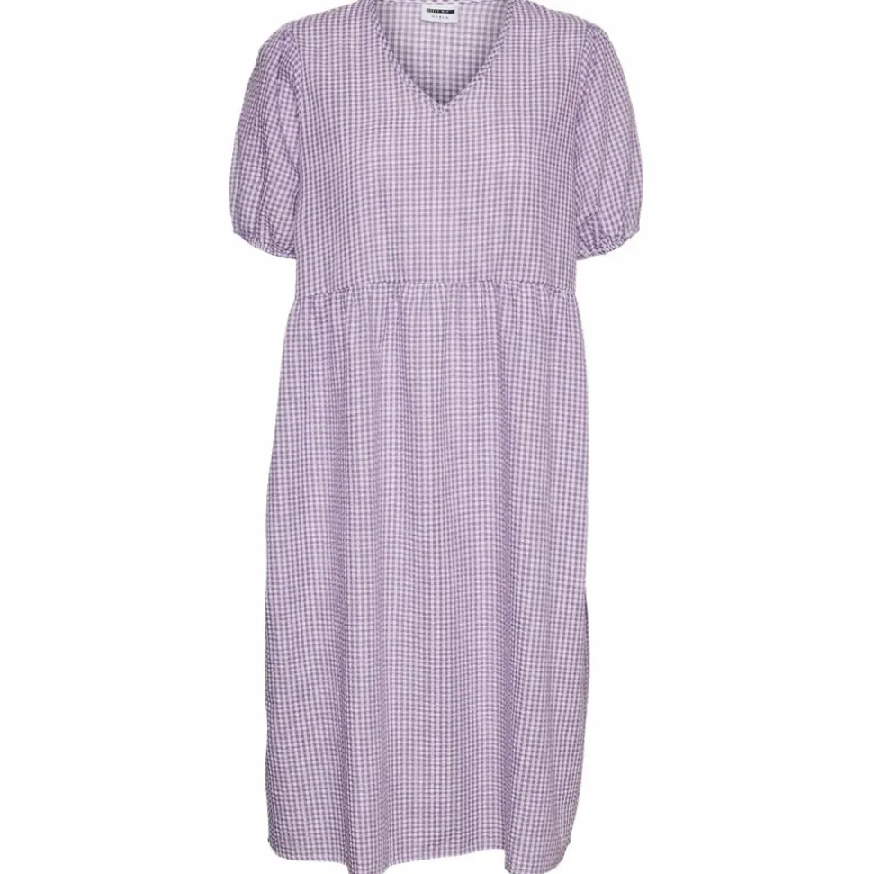Noisy May Dame Kjole - Purple Impressi/White