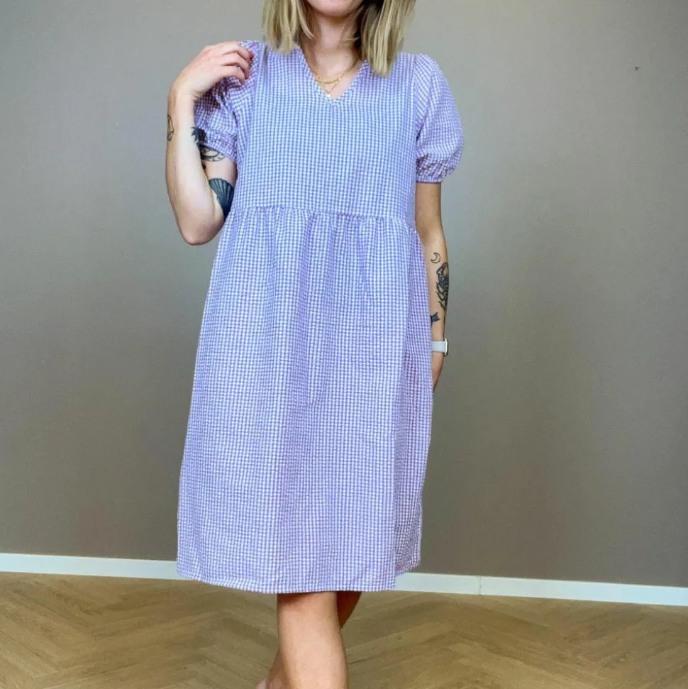 Noisy May Dame Kjole - Purple Impressi/White