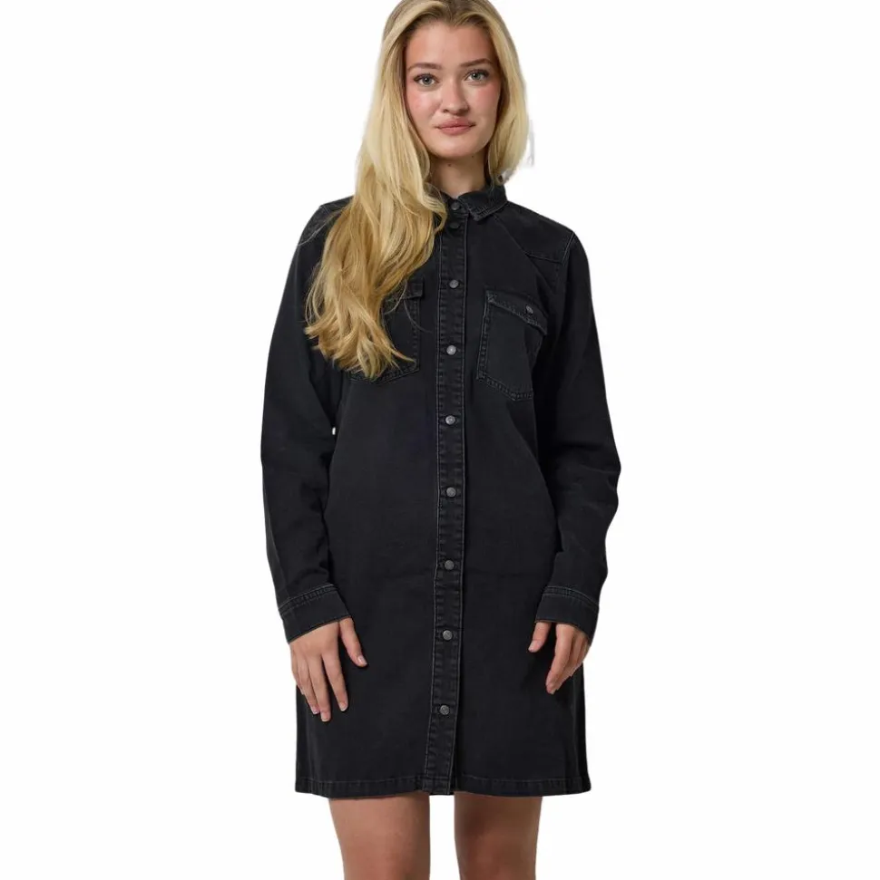 Noisy May Signe Dame Kjole - Black Denim
