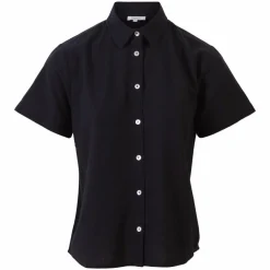 Steenholt Linett Dame Kortærmet skjorte i hørmix Plus Size - Black
