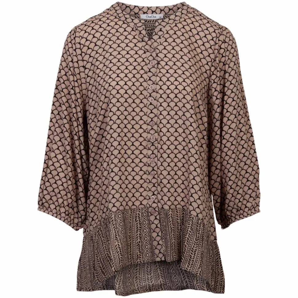 ZbyZ Dame Bluse Plus Size - Beige