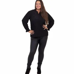 ZbyZ Dame Bluse Plus Size - Black