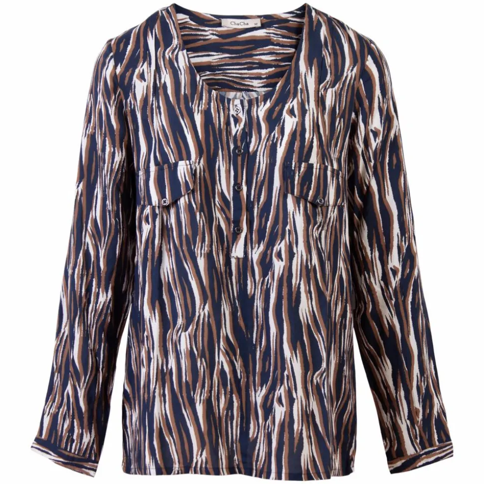 ZbyZ Dame Bluse Plus Size - Navy